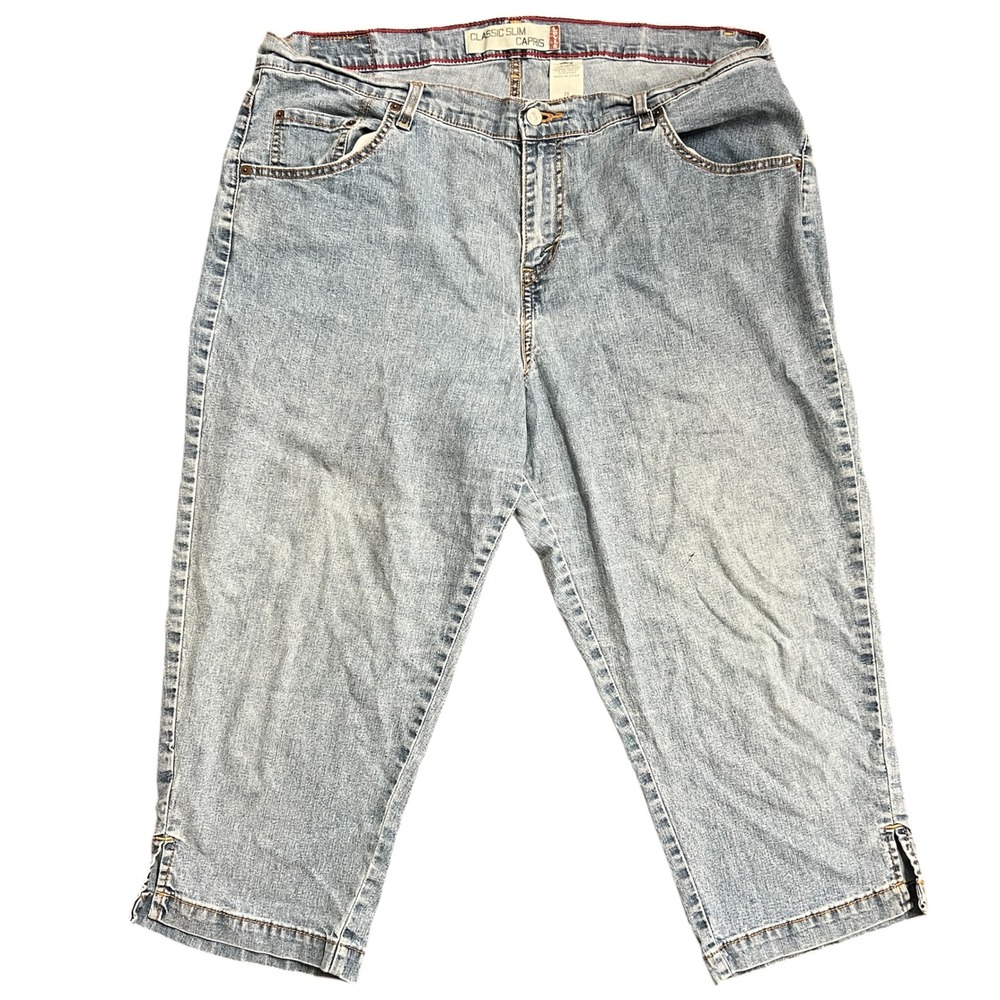 Vtg Y2K Levi Strauss Classic Slim Capris Women's‎ Size 20 Light Wash Denim Jeans